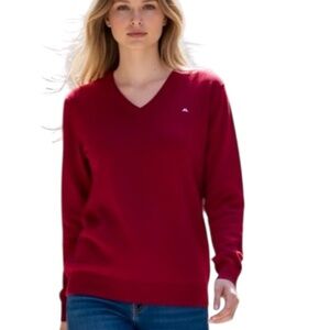 J.Lindeberg Red V-Neck Sweater